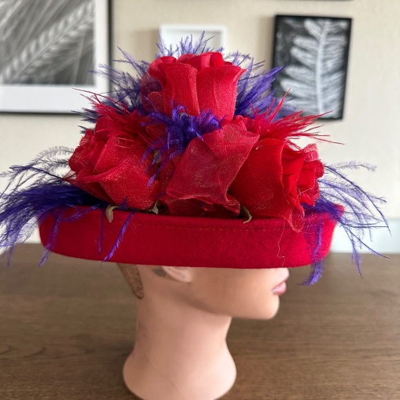 Vintage Church Hat /Derby Hat RED Original by Hatter's Heaven - Picture 1 of 5